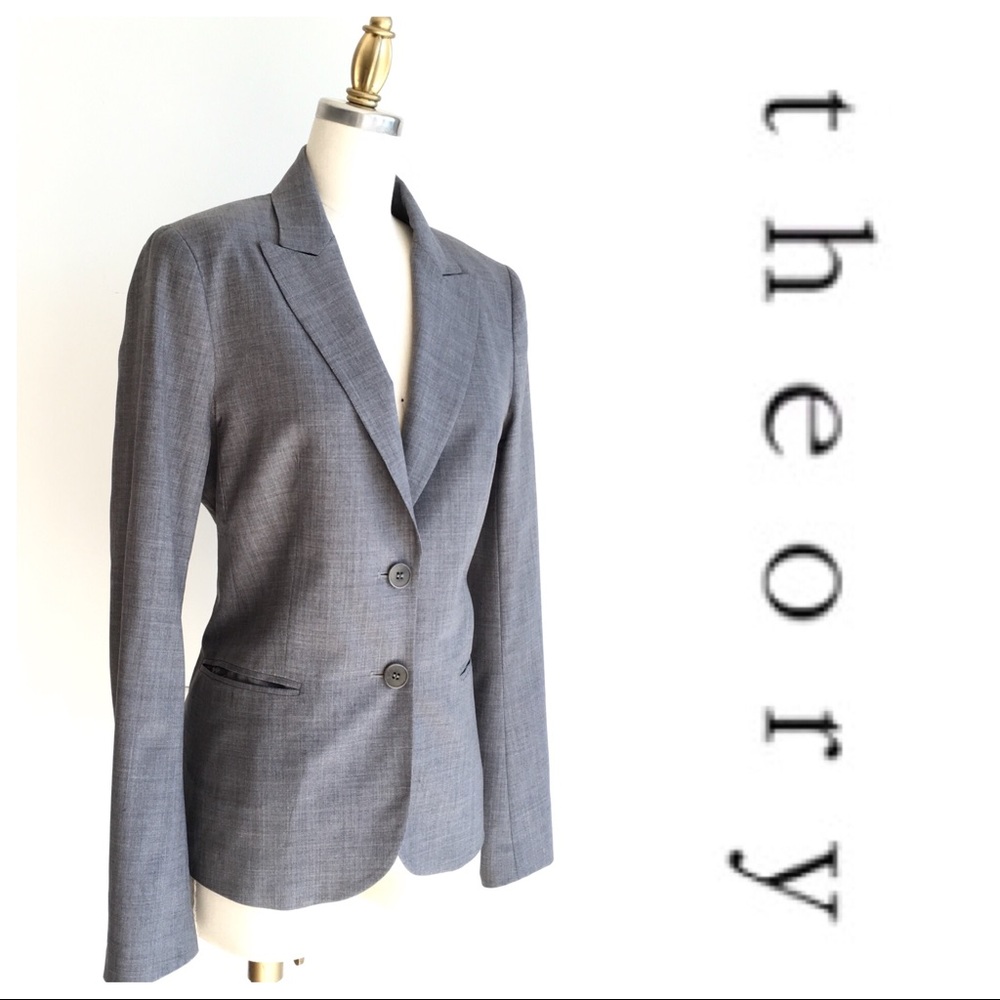 Theory Stretch Wool Gray Blazer